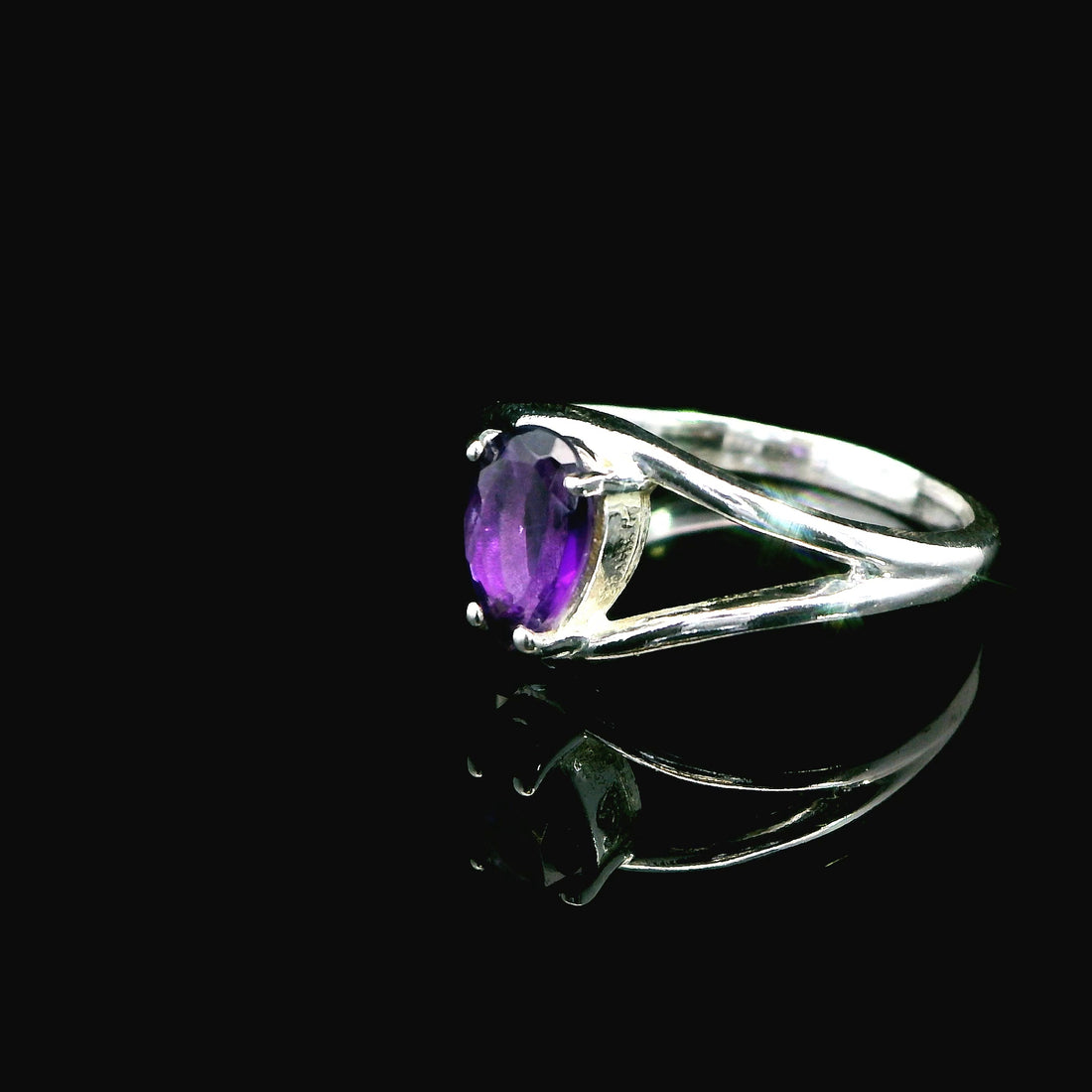 Amethyst Faceted Sterling Silver Ring