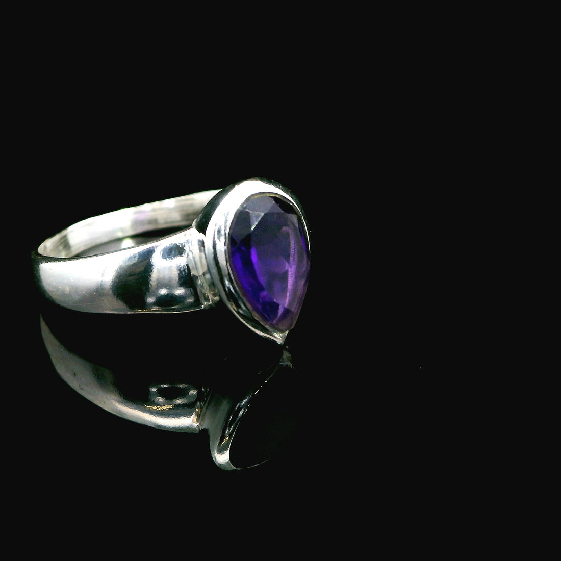 Amethyst Faceted Sterling Silver Ring