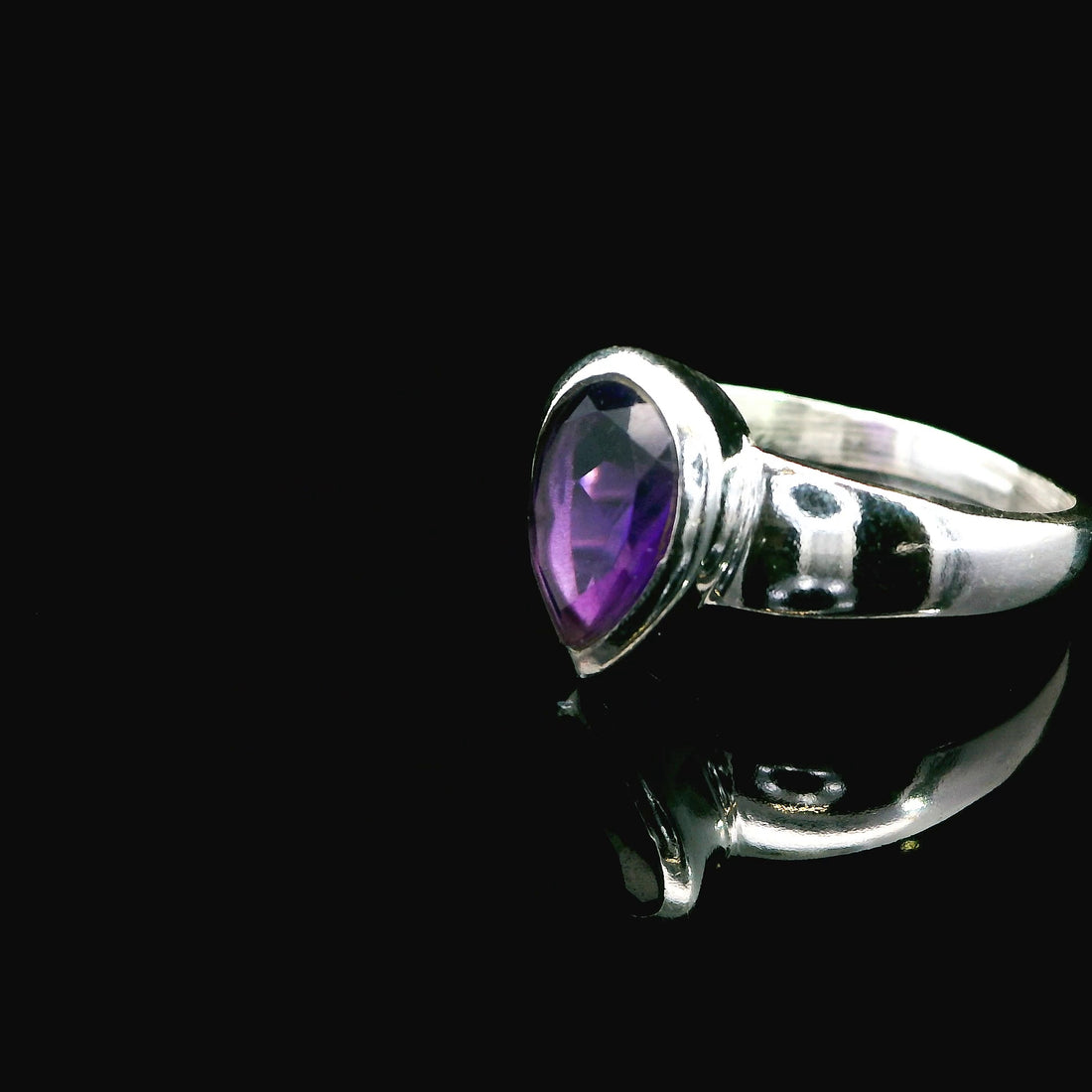 Amethyst Faceted Sterling Silver Ring