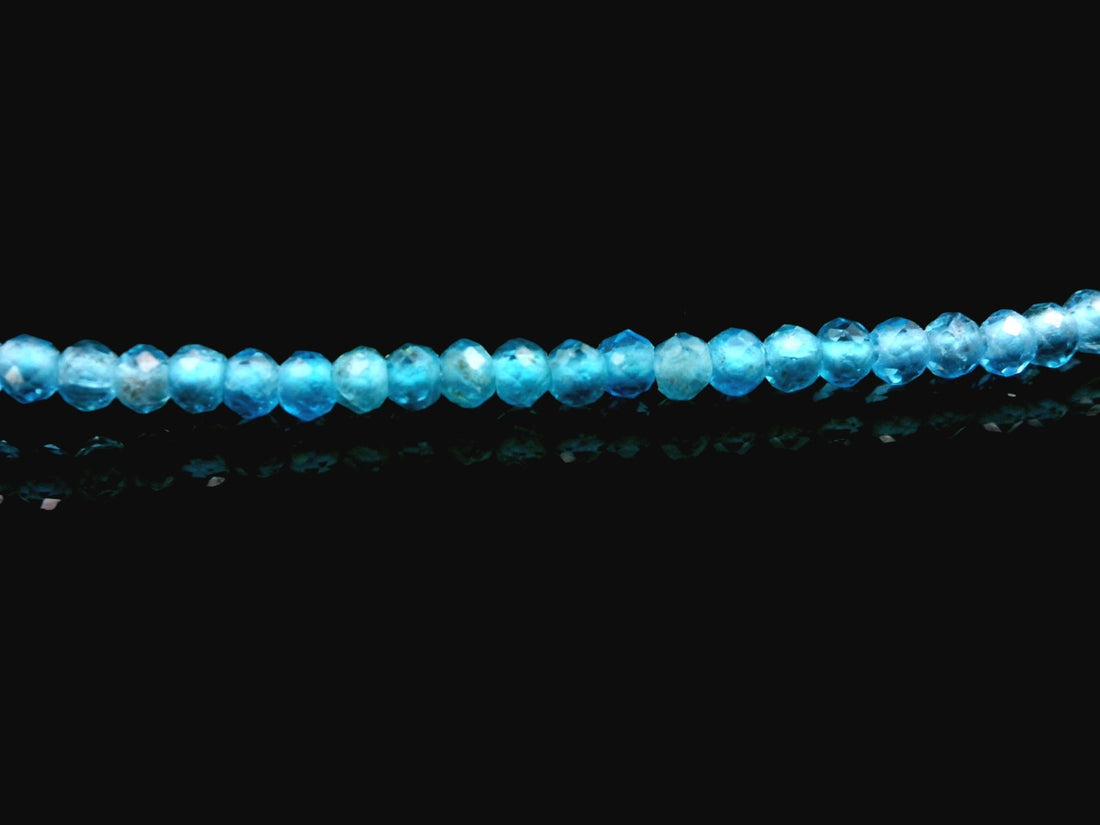 Apatite, Blue 'A Grade' 1.5mm Faceted Necklace - Silver Plated