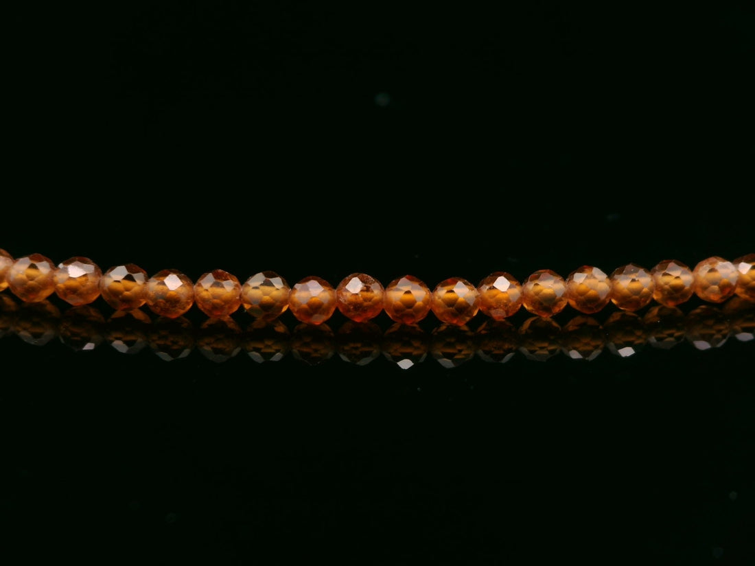 Hessonite Garnet 2mm- Silver Plated