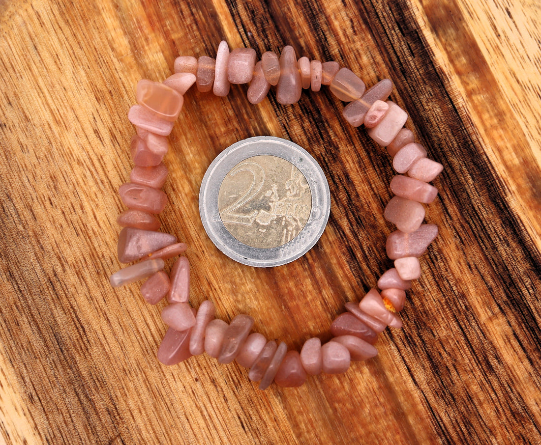 Moonstone, Peach, Chip Bracelet