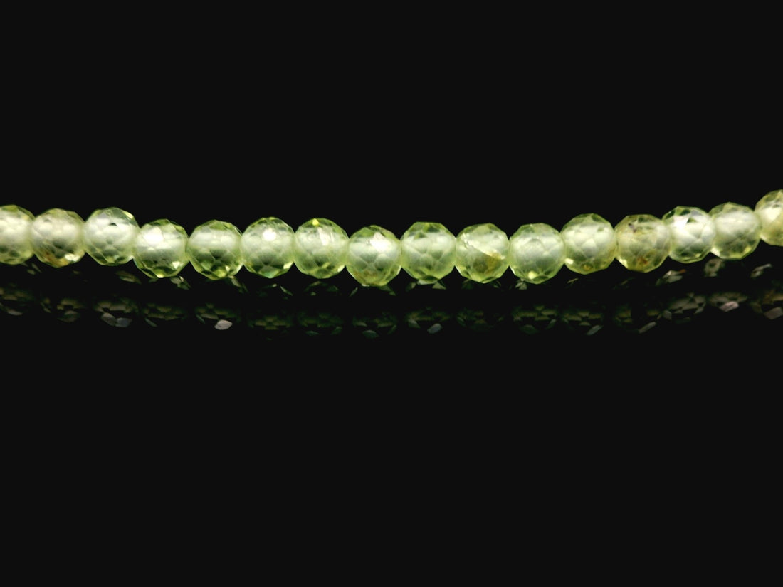 Peridot 2.5mm Faceted Necklace - Silver Plated