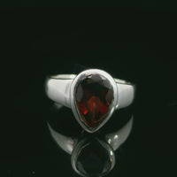 Garnet, Faceted Sterling Silver Ring