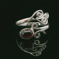 Garnet, Freesize Sterling Silver Ring