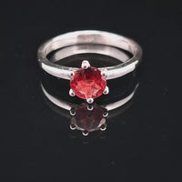 Garnet, Faceted Sterling Silver Ring