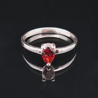 Garnet, Faceted Sterling Silver Ring