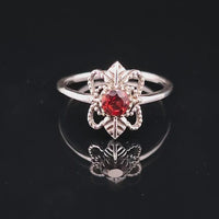 Garnet, Faceted Sterling Silver Ring