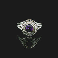 Amethyst Faceted Sterling Silver Ring