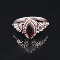 Garnet, Faceted Sterling Silver Ring