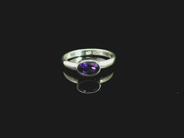 Amethyst Faceted Sterling Silver Ring