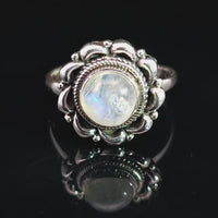 Moonstone, Rainbow, Sterling Silver Ring
