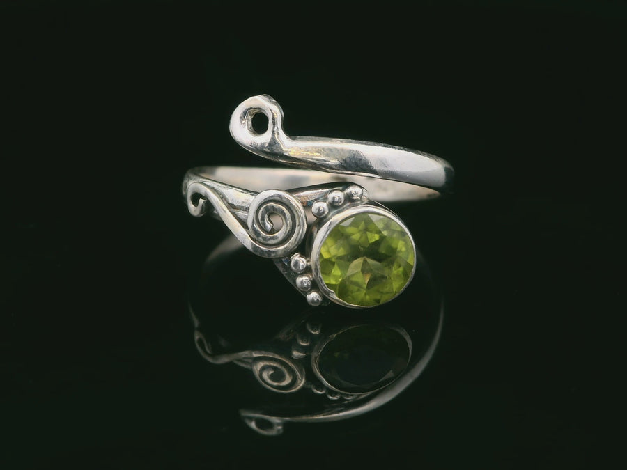 Peridot, Freesize Sterling Silver Ring