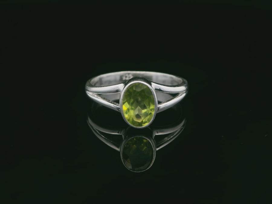 Peridot, Faceted Sterling Silver Ring