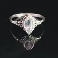 Moonstone, Rainbow, Faceted Sterling Silver Ring