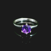 Amethyst Faceted Sterling Silver Ring