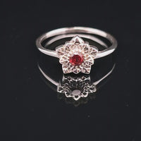 Garnet, Faceted Sterling Silver Ring