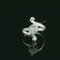 Moonstone, Rainbow Sterling Silver Ring