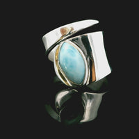 Larimar, Freesize Sterling Silver Ring