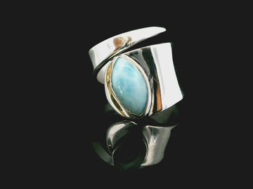 Larimar, Freesize Sterling Silver Ring