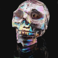 Titanium Aura Quartz Skull