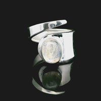 Moonstone, Rainbow Sterling Silver Ring