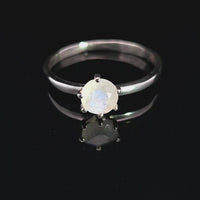 Moonstone, Rainbow, Faceted Sterling Silver Ring