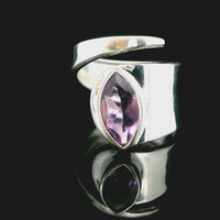 Amethyst Faceted, Freesize Sterling Silver Ring