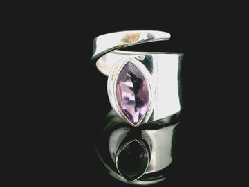 Amethyst Faceted, Freesize Sterling Silver Ring