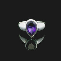 Amethyst Faceted Sterling Silver Ring