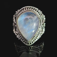 Moonstone, Rainbow, Sterling Silver Ring