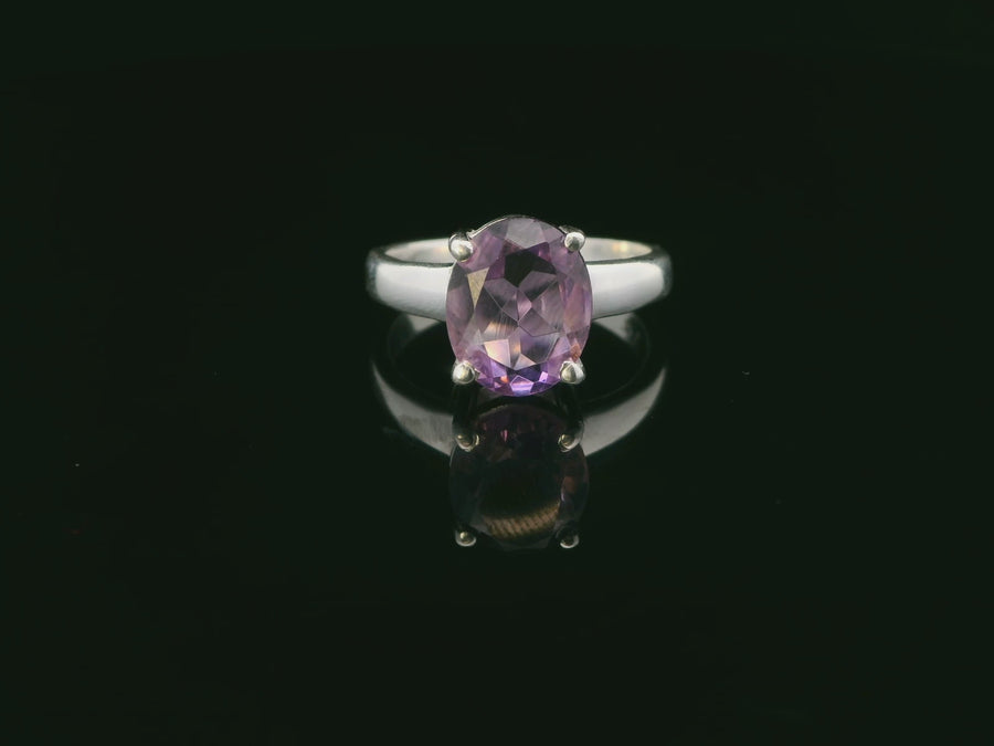 Amethyst Faceted Sterling Silver Ring