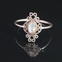 Moonstone, Rainbow, Faceted Sterling Silver Ring