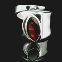 Garnet, Faceted Sterling Silver Ring