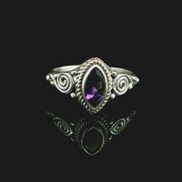 Amethyst Faceted Sterling Silver Ring