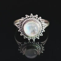 Moonstone, Rainbow, Sterling Silver Ring