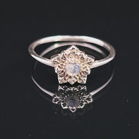 Moonstone, Rainbow, Faceted Sterling Silver Ring