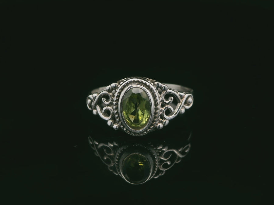 Peridot, Faceted Sterling Silver Ring