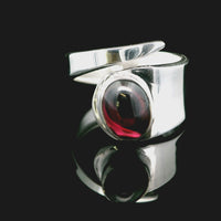 Garnet, Freesize Sterling Silver Ring