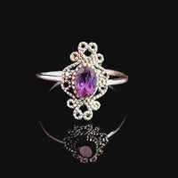Amethyst Faceted Sterling Silver Ring