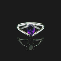 Amethyst Faceted Sterling Silver Ring