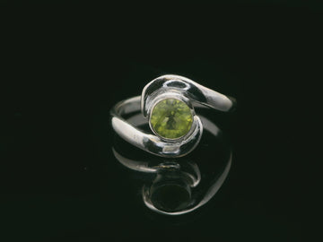 Peridot, Faceted Sterling Silver Ring