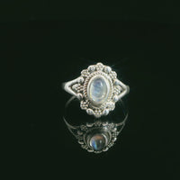 Moonstone, Rainbow, Sterling Silver Ring