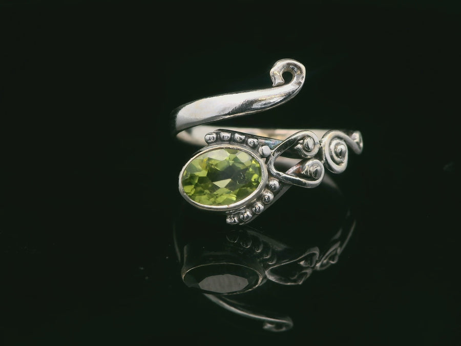 Peridot, Freesize Sterling Silver Ring