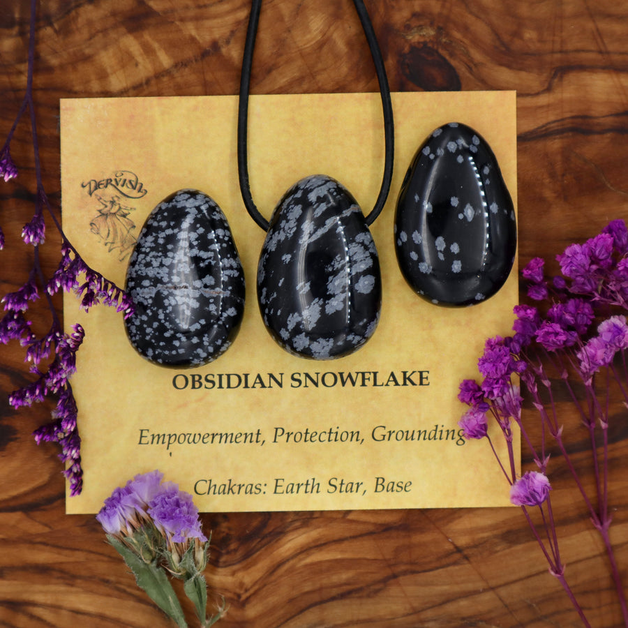 Obsidian, Snowflake Tumblestone Pendant