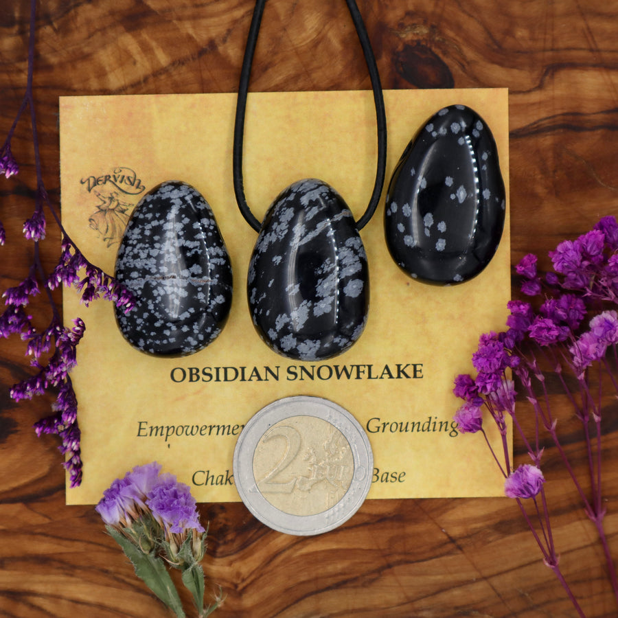 Obsidian, Snowflake Tumblestone Pendant