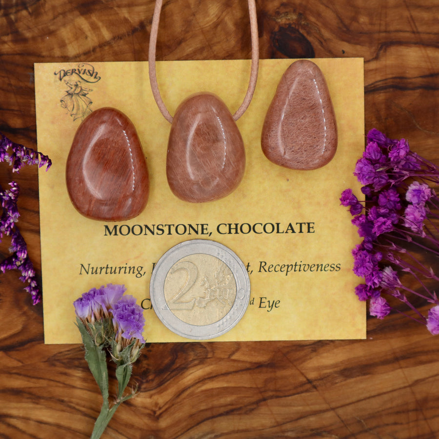 Moonstone, Chocolate Tumblestone Pendant