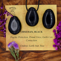 Obsidian, Black Tumblestone Pendant