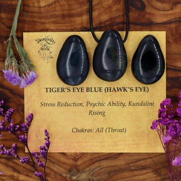 Tigers Eye, Blue (Hawks Eye) Tumblestone Pendant