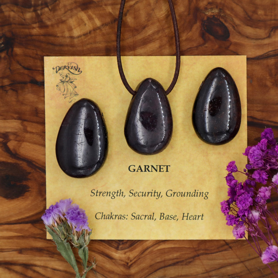Garnet, Red Tumblestone Pendant